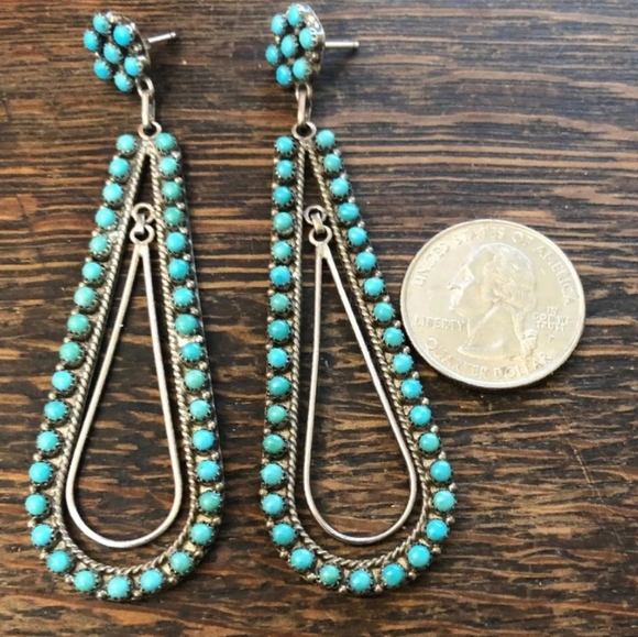 Vintage Jewelry - SOLD Turquoise Sterling Silver Zuni Earrings